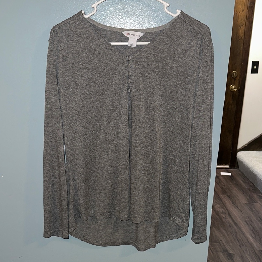 Liz Claiborne Charcoal Button-Front Blouse